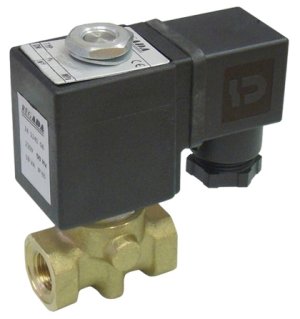 Electromagnetic valve in the basic position closed