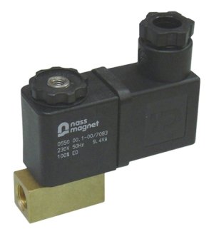 Electromagnetic valve in the basic position closed